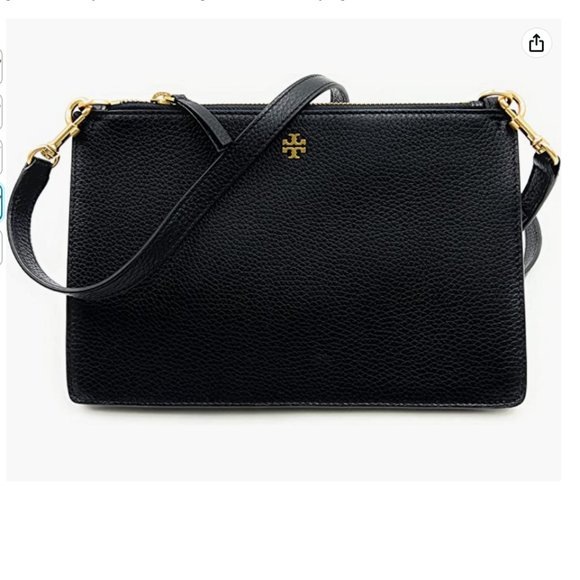 NWT TORY BURCH Double Zip Slim Crossbody Leather Bag BLACK /Gold Tone Hardware - Picture 1 of 14